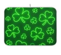 Tappetino assorbente per scolapiatti con trifogli, verde fluo, per piano di lavoro della cucina, spugna reversibile resistente al calore e superficie protettiva, 45,7 x 61 cm