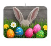 Tappetino assorbente per scolapiatti con uova di Pasqua colorate con erba verde, per piano di lavoro della cucina, spugna reversibile resistente al calore e superficie protettiva, 45,7 x 61 cm