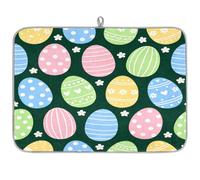 Tappetino assorbente per scolapiatti con uova di Pasqua, margherita, per bancone della cucina, tappetino in microfibra reversibile con anello per appenderlo, per utensili in vetro, pentole, 45,72 x