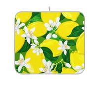 Tappetino assorbente per scolapiatti da appendere sul piano di lavoro, a prova di calore, giallo lime, limoni, floreale, verde, per bancone della cucina, 40,6 x 45,7 cm
