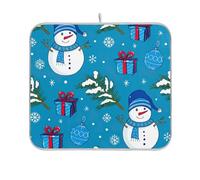 Tappetino assorbente per scolapiatti da appendere tappetino scolapiatti inverno carino pupazzo di neve blu bancone tappetino da cucina 40,6 x 45,7 cm