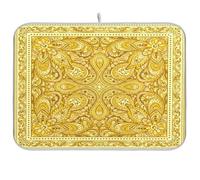 Tappetino assorbente per scolapiatti giallo beige per bancone della cucina, tappetino scolapiatti reversibile Paisley 40,6 x 45,7 cm