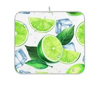Tappetino assorbente per scolapiatti modello artistico tappetino da cucina bancone piatti tappetino acquerello verde lime cubetti di ghiaccio 40,6 x 45,7 cm