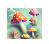 Tappetino assorbente WHJSSF Dreamy Little Mushroom modello antiscivolo e ad asciugatura rapida per riporre stoviglie e pulire piani di lavoro 45,7 x 40,6 cm