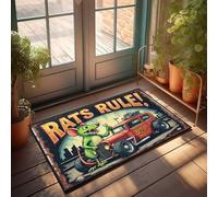 Tappetino autunnale per esterni con ratto retrò: The Ultimate Street Art Masterpiece zerbino zerbino tappetino di benvenuto tappetino da campeggio antiscivolo per esterni (65 x 90 cm)