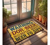 Tappetino autunnale per esterni con segnale di avvertimento arrugginito: Dor Beer For Better Bebitt, zerbino di benvenuto, tappetino per interni antiscivolo da campeggio all'aperto (50 x 80 cm)