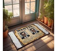 Tappetino autunnale per esterni vintage Wanted poster: il doppio mistero di Jakt Blues ed Eluvo, zerbino di benvenuto, tappetino per interni antiscivolo da campeggio all'aperto (40 x 60 cm)