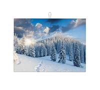 Tappetino bianco per asciugatura per bancone da cucina, motivo: neve, bar, facile da usare, grande 18 x 24 pollici