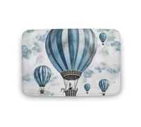 Tappetino blu con mongolfiera, antiscivolo, assorbente, resistente allo sporco, per cucina, ingresso, resistente, lavabile, per decorare la casa, 40 x 60 cm