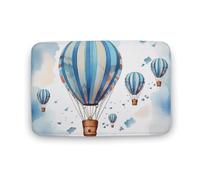 Tappetino blu con mongolfiera, antiscivolo, assorbente, resistente allo sporco, per cucina, ingresso, resistente, lavabile, decorazione per la casa, 50 x 80 cm