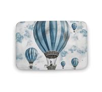 Tappetino blu con mongolfiera, antiscivolo, assorbente, resistente allo sporco, per cucina, ingresso, resistente, lavabile, decorazione per la casa, 50 x 80 cm