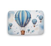 Tappetino blu con mongolfiera, antiscivolo, assorbente, resistente allo sporco, per cucina, ingresso, resistente, lavabile, per decorare la casa, 40 x 60 cm
