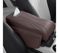 Tappetino Bracciolo Auto per Dodge Charger Daytona EV 2024 2025, Braccioli Pu Pelle Cuscino Protezione Pad Console Centrale Copertura Interno Accessori,31.5 * 16 * 6cm-Brown