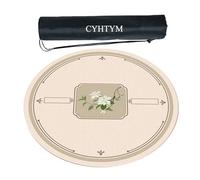 Tappetino circolare for Mahjong, con custodia nera (grigio, 90 cm/35,4")(Beige2,95cm/37.4")