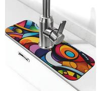 Tappetino colorato a spirale per lavello, paraspruzzi, con ventosa, per rubinetto della cucina, tappetino antigoccia per bagno (38,1 x 14 cm)