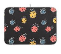 Tappetino colorato coccinelle scure per asciugare i piatti della cucina, tappetino da bancone di lavoro, protezione resistente al calore, 40,6 x 45,6 cm