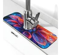 Tappetino colorato per rubinetto con petali di rugiada, tappetino per lavandino e rubinetto della cucina, tappetino per asciugare il rubinetto della cucina, tappetino per asciugare il bagno, 38,1 x 14