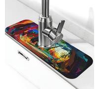 Tappetino colorato per rubinetto del lavandino della foresta, con ventosa per rubinetto della cucina, tappetino antigoccia per bagno (38,1 x 14 cm)