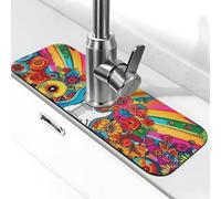 Tappetino colorato per rubinetto della chitarra, con logo tie dye e pace, per lavello della cucina, tappetino super assorbente, tappetino per cucina, bagno, lavandino, bar, decorazione regalo (38,1 x