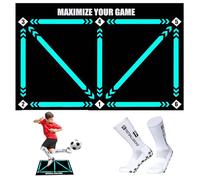 Tappetino da allenamento con un paio di calzini antiscivolo, tappetino da calcio per migliorare l'allenamento del dribbling, tappeto antiscivolo per esercitarsi con il controllo della palla