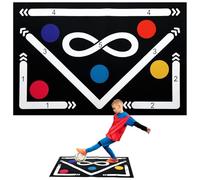Tappetino da allenamento per il calcio, 60 x 89,9 cm, tappetino antiscivolo per allenamento al chiuso, design fonoassorbente, percorsi colorati con cerchi e frecce, contenitore pieghevole