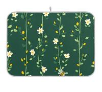 Tappetino da appoggio verde con margherite e api, tappetino scolapiatti per cucina, tappetino per asciugare i piatti, grande, 18 x 24