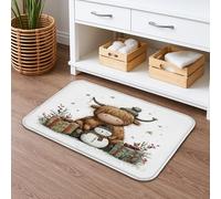 Tappetino da bagno a forma di animale natalizio, ad asciugatura rapida, assorbente, antiscivolo, antiscivolo, in flanella, lavabile, decorazione per il bagno, 50 x 81 cm