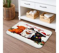 Tappetino da bagno a forma di animale natalizio, ad asciugatura rapida, assorbente, antiscivolo, per le vacanze invernali, in flanella, lavabile, per bagno, WC, decorativo, 50 x 81 cm