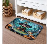 Tappetino da bagno a forma di cane di Halloween, ad asciugatura rapida, con bassotto mago, assorbente, antiscivolo, divertente, in memory foam, lavabile, per bagno, decorativo, 40,6 x 61 cm