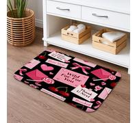 Tappetino da bagno a forma di cuore di San Valentino, ad asciugatura rapida, con lettere d'amore, assorbente, antiscivolo, in flanella, lavabile, per bagno e WC, 40,6 x 61 cm