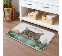 Tappetino da bagno a forma di gatto, ad asciugatura rapida, motivo divertente animale, assorbente, antiscivolo, in flanella, lavabile, per bagno, WC, decorativo, 50 x 81 cm