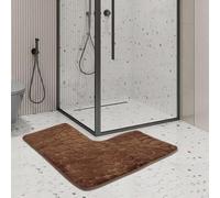 Tappetino da Bagno a Forma di L, Antiscivolo, Assorbente, Tappetino angolare per Doccia, Morbido, Lavabile in Lavatrice, Tappeto Curvo per Camera da Letto e Cucina