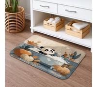Tappetino da bagno a forma di panda, con simpatico motivo animale, assorbente, antiscivolo, in flanella, lavabile, per bagno, WC, decorativo, 50 x 81 cm