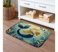 Tappetino da bagno a forma di sirena, tappetino da bagno ad asciugatura rapida, colorato con scena subacquea, assorbente, antiscivolo, divertente, in flanella, lavabile, per bagno, WC, decorativo, 50