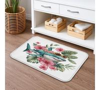 Tappetino da bagno a forma di squalo tropicale, ad asciugatura rapida, motivo floreale vintage, assorbente, antiscivolo, lavabile, per bagno, WC, decorativo, 50 x 81 cm