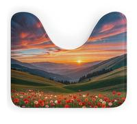 Tappetino da bagno a forma di U Cloud Garden at Sunset, ultra morbido, super assorbente, con retro antiscivolo, lavabile ad asciugatura rapida, per base WC ovale, tappetino da bagno per doccia, si