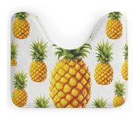 Tappetino da bagno a forma di U con illustrazione di ananas giallo su sfondo bianco, tappetino da bagno ultra morbido super assorbente con retro antiscivolo, tappetino da bagno lavabile ad asciugatura