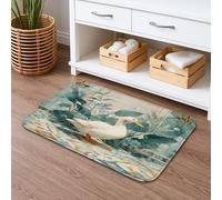 Tappetino da bagno a tema anatra, ad asciugatura rapida, design vintage floreale ad acquerello, tappetino da doccia assorbente, antiscivolo, in memory foam, lavabile, per bagno, WC, 50 x 81 cm