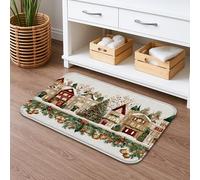 Tappetino da bagno a tema cottage invernale, ad asciugatura rapida, tappetino da doccia assorbente, antiscivolo, decorativo, in flanella, lavabile, per bagno, WC, 40,6 x 61 cm