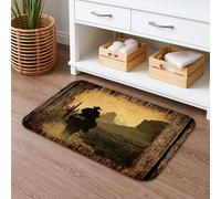 Tappetino da bagno a tema cowboy, stile rustico, con silhouette di cowboy occidentale, assorbente, antiscivolo, in memory foam, lavabile, decorazione per il bagno, 50 x 81 cm