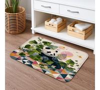 Tappetino da bagno a tema panda, giungla, ad asciugatura rapida, motivo foglia acquerello, assorbente, antiscivolo, in memory foam, lavabile, per bagno, WC, decorativo, 50 x 81 cm