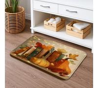 Tappetino da bagno a tema raccolta autunnale, accogliente, rustico, foglie e libri, assorbente, antiscivolo, in memory foam, lavabile, per la decorazione della casa, 40,6 x 61 cm