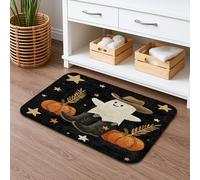 Tappetino da bagno ad asciugatura rapida con fantasma cowboy di Halloween, zucca nera, tappetino da doccia antiscivolo, tappetino decorativo in flanella lavabile, per bagno, WC, 40,6 x 61 cm