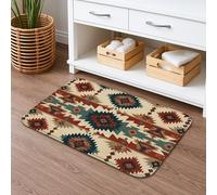 Tappetino da bagno ad asciugatura rapida, motivo azteco, geometrico tribale, assorbente, antiscivolo, moderno, in flanella, lavabile, per bagno, WC, decorativo, 40,6 x 61 cm