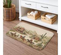 Tappetino da bagno ad asciugatura rapida, motivo cowboy occidentale, tappetino da doccia assorbente, antiscivolo, in flanella vintage, lavabile, per bagno, WC, WC, decorativo, 40,6 x 61 cm