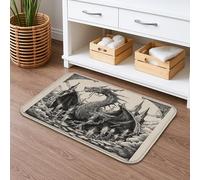 Tappetino da bagno ad asciugatura rapida, motivo drago, arte gotica medievale, assorbente, antiscivolo, in flanella scura, lavabile, per bagno, WC, decorativo, 40,6 x 61 cm