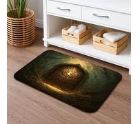 Tappetino da bagno ad asciugatura rapida, motivo: foresta mistica, tappetino decorativo antiscivolo per doccia, fantasia in memory foam, lavabile, per bagno, WC, 50 x 81 cm