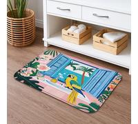Tappetino da bagno ad asciugatura rapida, motivo paradiso tropicale, tappeto da doccia antiscivolo decorativo con uccelli colorati e fiori, tappetino da bagno assorbente in memory foam ispirato