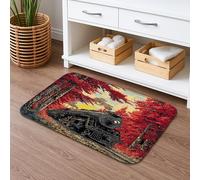 Tappetino da bagno ad asciugatura rapida, motivo treno autunnale, design vintage locomotiva foresta, assorbente, antiscivolo, in memory foam, lavabile, per bagno, WC, decorativo, 40,6 x 61 cm