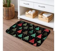 Tappetino da bagno ad asciugatura rapida, motivo verde e rosso, assorbente, antiscivolo, in flanella, lavabile, per il bagno, decorativo, 40,6 x 61 cm
